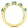 1 1/3 Carat Emerald and Diamond Journey Band Ring in 10K Yellow Gold Image-3