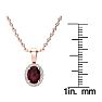 Garnet Necklace: Garnet Jewelry: 1 Carat Oval Shape Garnet and Halo Diamond Necklace In 14 Karat Rose Gold With 18 Inch Chain Image-4