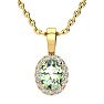 3/4 Carat Oval Shape Green Amethyst and Halo Diamond Necklace In 14 Karat Yellow Gold With 18 Inch Chain Image-1