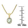 3/4 Carat Oval Shape Green Amethyst and Halo Diamond Necklace In 14 Karat Yellow Gold With 18 Inch Chain Image-4