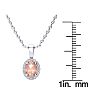 9/10 Carat Oval Shape Morganite Necklace with Diamond Halo In 14 Karat White Gold With 18 Inch Chain Image-4