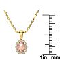 9/10 Carat Oval Shape Morganite Necklace with Diamond Halo In 14 Karat Yellow Gold With 18 Inch Chain Image-4