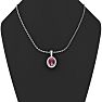 1 Carat Oval Shape Ruby and Halo Diamond Necklace In 14 Karat White Gold With 18 Inch Chain Image-5