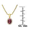 1 Carat Oval Shape Ruby and Halo Diamond Necklace In 14 Karat Yellow Gold With 18 Inch Chain Image-4