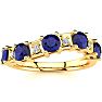 1 1/2 Carat Sapphire and Diamond Journey Band Ring in 10K Yellow Gold Image-1