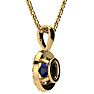 1 Carat Oval Shape Sapphire and Halo Diamond Necklace In 14 Karat Yellow Gold With 18 Inch Chain Image-3