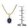 1 Carat Oval Shape Sapphire and Halo Diamond Necklace In 14 Karat Yellow Gold With 18 Inch Chain Image-4