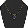 1 Carat Oval Shape Sapphire and Halo Diamond Necklace In 14 Karat Yellow Gold With 18 Inch Chain Image-5