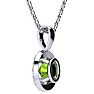 1 1/2 Carat Oval Shape Peridot and Halo Diamond Necklace In 14 Karat White Gold With 18 Inch Chain Image-3