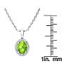 1 1/2 Carat Oval Shape Peridot and Halo Diamond Necklace In 14 Karat White Gold With 18 Inch Chain Image-4