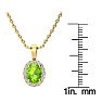 1 1/2 Carat Oval Shape Peridot and Halo Diamond Necklace In 14 Karat Yellow Gold With 18 Inch Chain Image-4