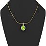 1 1/2 Carat Oval Shape Peridot and Halo Diamond Necklace In 14 Karat Yellow Gold With 18 Inch Chain Image-5