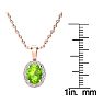 1 1/2 Carat Oval Shape Peridot and Halo Diamond Necklace In 14 Karat Rose Gold With 18 Inch Chain Image-4