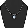 1 1/2 Carat Oval Shape Blue Topaz and Halo Diamond Necklace In 14 Karat White Gold With 18 Inch Chain Image-5