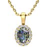 1-1/2 Carat Oval Shape Mystic Topaz Necklace With Diamond Halo In 14 Karat Yellow Gold, 18 Inches Image-1