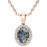 1-1/2 Carat Oval Shape Mystic Topaz Necklace With Diamond Halo In 14 Karat Rose Gold, 18 Inches Image-1
