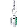 1-1/3 Carat Oval Shape Emerald Necklaces With Diamond Halo In 14 Karat White Gold, 18 Inch Chain Image-2