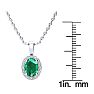 1-1/3 Carat Oval Shape Emerald Necklaces With Diamond Halo In 14 Karat White Gold, 18 Inch Chain Image-4