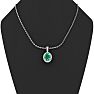 1-1/3 Carat Oval Shape Emerald Necklaces With Diamond Halo In 14 Karat White Gold, 18 Inch Chain Image-5