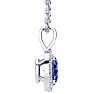 1 1/2 Carat Oval Shape Tanzanite and Halo Diamond Necklace In 14 Karat White Gold With 18 Inch Chain Image-2