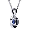 1 1/2 Carat Oval Shape Tanzanite and Halo Diamond Necklace In 14 Karat White Gold With 18 Inch Chain Image-3