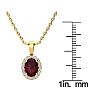 Garnet Necklace: Garnet Jewelry: 1 1/2 Carat Oval Shape Garnet and Halo Diamond Necklace In 14 Karat Yellow Gold With 18 Inch Chain Image-4
