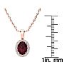 Garnet Necklace: Garnet Jewelry: 1 1/2 Carat Oval Shape Garnet and Halo Diamond Necklace In 14 Karat Rose Gold With 18 Inch Chain Image-4