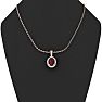 Garnet Necklace: Garnet Jewelry: 1 1/2 Carat Oval Shape Garnet and Halo Diamond Necklace In 14 Karat Rose Gold With 18 Inch Chain Image-5