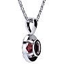 1 2/3 Carat Oval Shape Ruby and Halo Diamond Necklace In 14 Karat White Gold With 18 Inch Chain Image-3