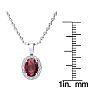 1 2/3 Carat Oval Shape Ruby and Halo Diamond Necklace In 14 Karat White Gold With 18 Inch Chain Image-4