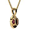 1 2/3 Carat Oval Shape Ruby and Halo Diamond Necklace In 14 Karat Yellow Gold With 18 Inch Chain Image-3