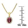 1 2/3 Carat Oval Shape Ruby and Halo Diamond Necklace In 14 Karat Yellow Gold With 18 Inch Chain Image-4