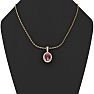 1 2/3 Carat Oval Shape Ruby and Halo Diamond Necklace In 14 Karat Yellow Gold With 18 Inch Chain Image-5