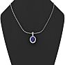 1 3/4 Carat Oval Shape Sapphire and Halo Diamond Necklace In 14 Karat White Gold With 18 Inch Chain Image-5