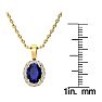 1 3/4 Carat Oval Shape Sapphire and Halo Diamond Necklace In 14 Karat Yellow Gold With 18 Inch Chain Image-4