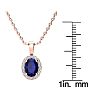1 3/4 Carat Oval Shape Sapphire and Halo Diamond Necklace In 14 Karat Rose Gold With 18 Inch Chain Image-4