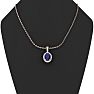 1 3/4 Carat Oval Shape Sapphire and Halo Diamond Necklace In 14 Karat Rose Gold With 18 Inch Chain Image-5
