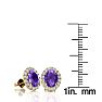 1 1/2 Carat Oval Shape Amethyst and Halo Diamond Stud Earrings In 14 Karat Yellow Gold Image-4