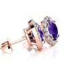 1 1/2 Carat Oval Shape Amethyst and Halo Diamond Stud Earrings In 14 Karat Rose Gold Image-2