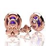 1 1/2 Carat Oval Shape Amethyst and Halo Diamond Stud Earrings In 14 Karat Rose Gold Image-3
