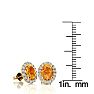 1 1/2 Carat Oval Shape Citrine and Halo Diamond Stud Earrings In 14 Karat Yellow Gold Image-4