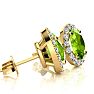 2 Carat Oval Shape Peridot and Halo Diamond Stud Earrings In 14 Karat Yellow Gold Image-2
