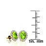 2 Carat Oval Shape Peridot and Halo Diamond Stud Earrings In 14 Karat Yellow Gold Image-4