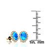 2 1/4 Carat Oval Shape Blue Topaz and Halo Diamond Stud Earrings In 14 Karat Yellow Gold Image-4
