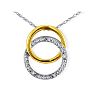 Diamond Pendants: .02ct Circle Style Diamond Pendant in 10k Two Tone Gold Image-1