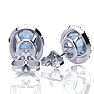Aquamarine Earrings: Aquamarine Jewelry: 1 3/4 Carat Oval Shape Aquamarine and Halo Diamond Stud Earrings In 14 Karat White Gold Image-3