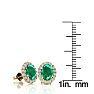 1 3/4 Carat Oval Shape Emerald and Halo Diamond Stud Earrings In 14 Karat Yellow Gold Image-4