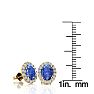 2 Carat Oval Shape Tanzanite and Halo Diamond Stud Earrings In 14 Karat Yellow Gold Image-4