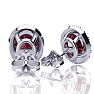 Garnet Earrings: Garnet Jewelry: 2 1/4 Carat Oval Shape Garnet and Halo Diamond Stud Earrings In 14 Karat White Gold Image-3