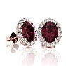 Garnet Earrings: Garnet Jewelry: 2 1/4 Carat Oval Shape Garnet and Halo Diamond Stud Earrings In 14 Karat Rose Gold Image-1